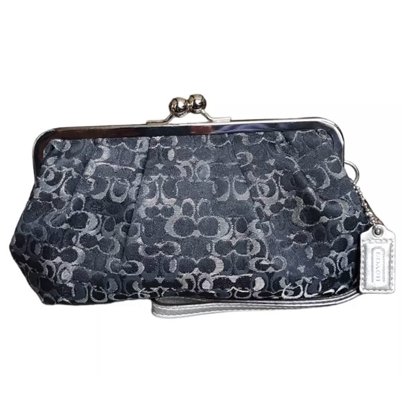 COACH Optic Mini Signature Lurex Framed Kisslock Clutch Wristlet LTD ED NWT - Picture 6 of 11